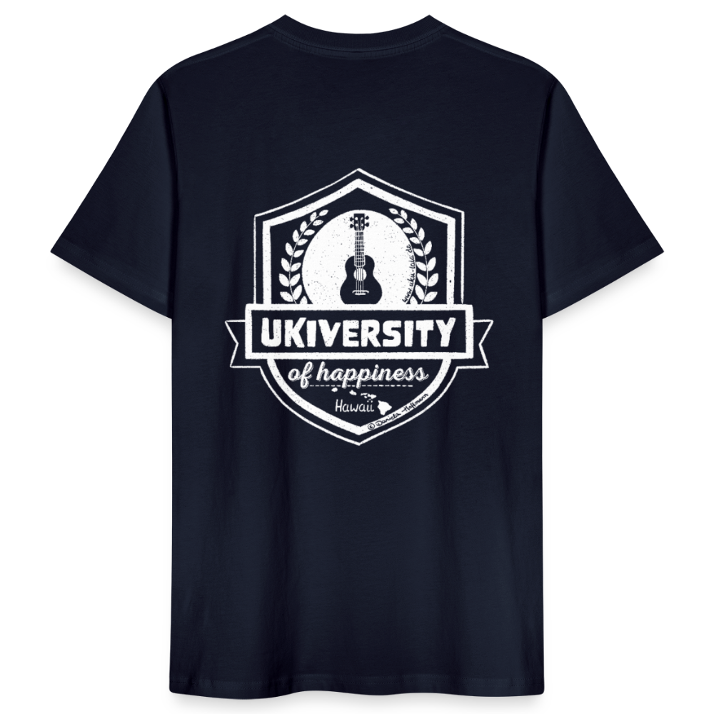Ukulele T-Shirt Unisex - "Ukiversity of happiness" - Navy