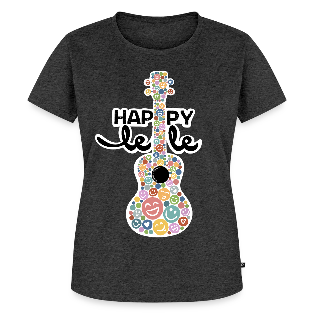 Damen Premium T-Shirt - "HAPPY-lele" - Anthrazit meliert