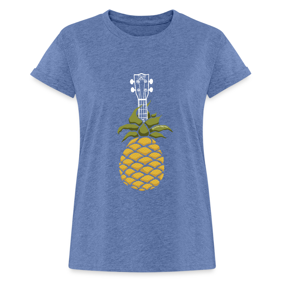 Ukulele Damen T-Shirt - "Pinapple Jam" - Denim meliert