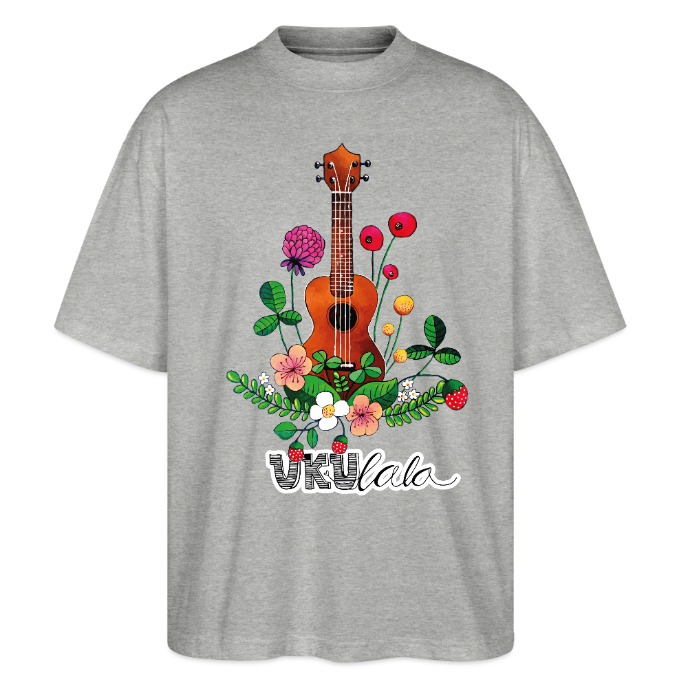 Ukulele Damen T-Shirt - "UKUlala" - CURVY VIBES - Grau meliert