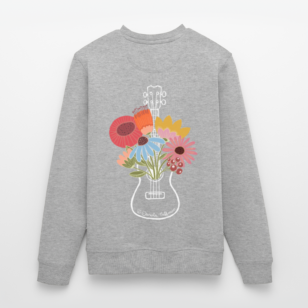 Ukulele-Sweatshirt - "Flower Power" - Grau meliert