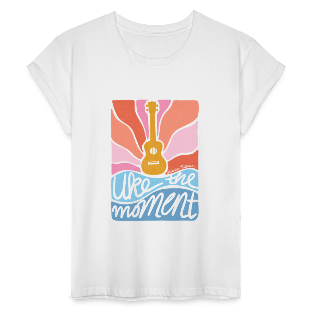 Ukulele Damen T-Shirt - "Uke the moment" - Weiß