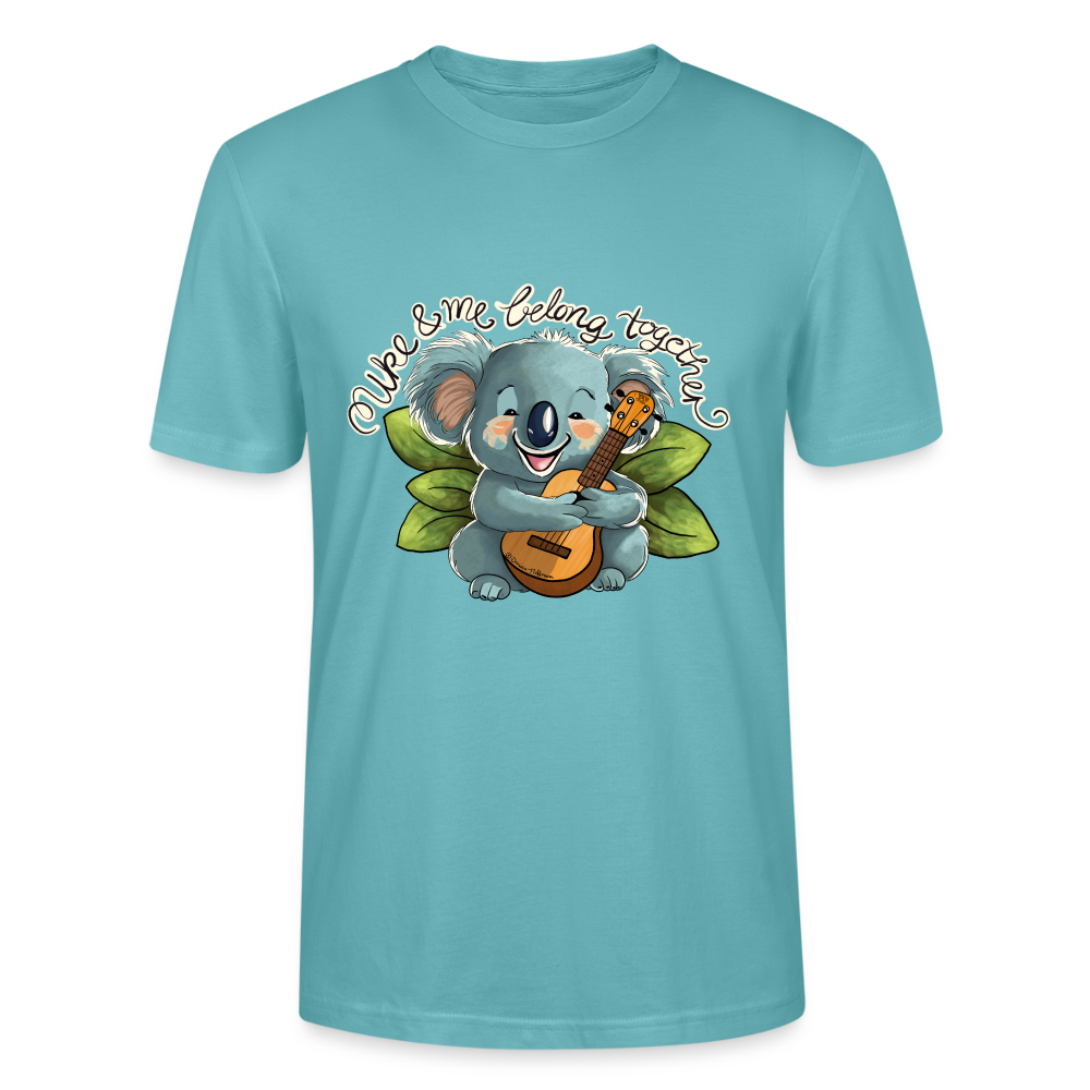 Ukulele T-Shirt Unisex - Uke & me belong together - handgezeichnetes Design - NEU - Pastelltürkis