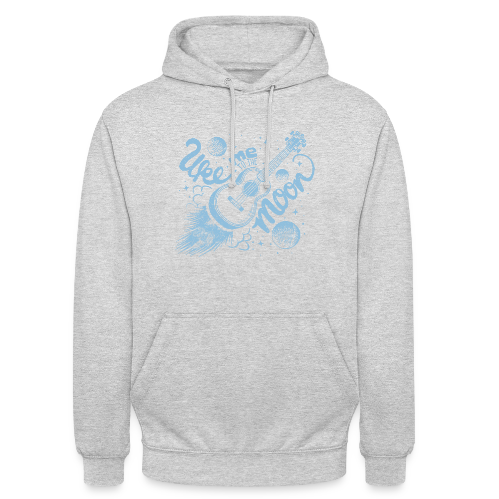 Ukulele Unisex Hoodie - "Uke me to the moon" - Hellgrau meliert