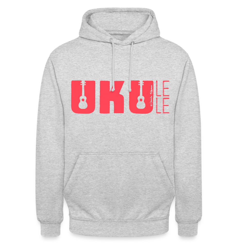 Ukulele Unisex Hoodie - "UKULELE" - Hellgrau meliert