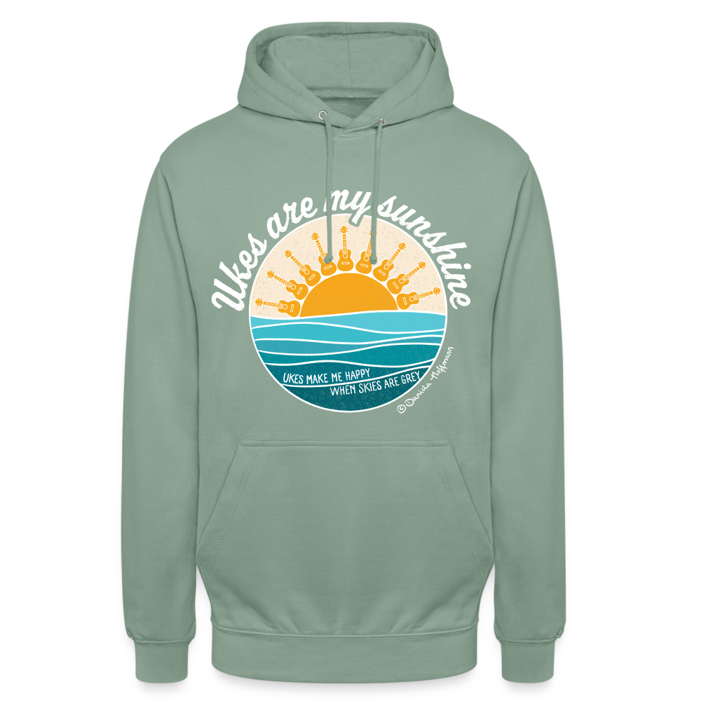Ukulele Unisex Hoodie - "Ukes are my sunshine" - blue edition - Graugrün