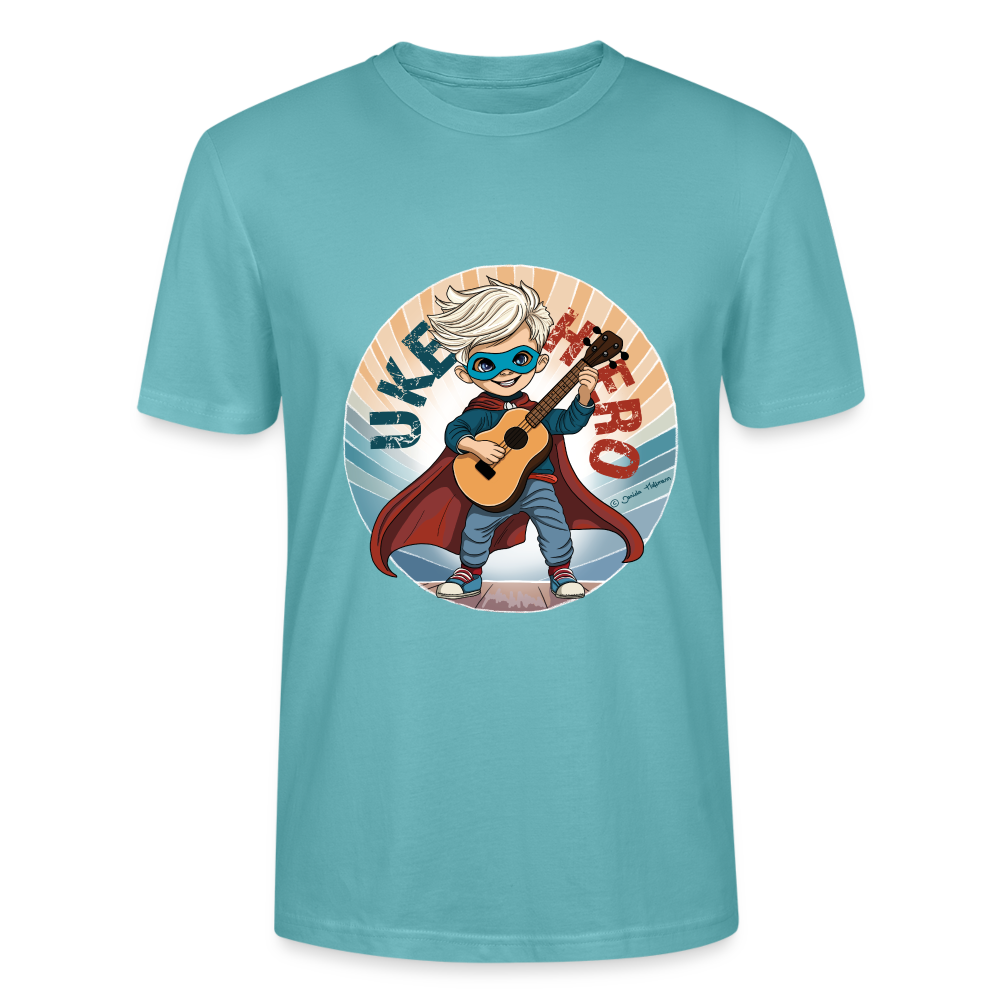 Ukulele T-Shirt Unisex - "UKE-Hero" - Pastelltürkis