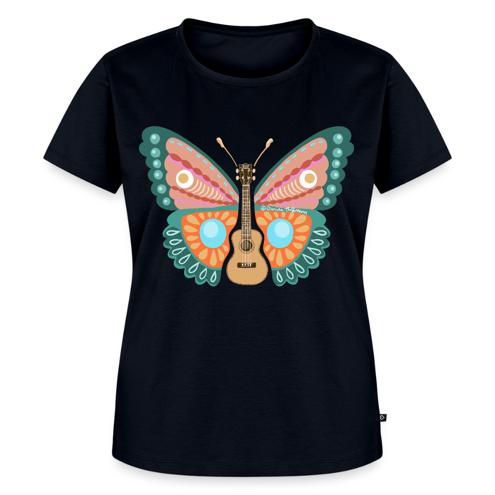Damen Premium T-Shirt - "Ukulele Schmetterling" - Navy
