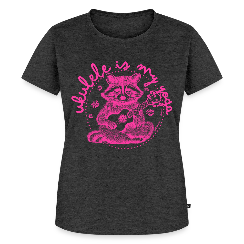 Damen Premium T-Shirt - "Ukulele is my yoga" - Anthrazit meliert