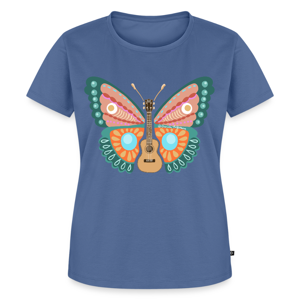 Damen Premium T-Shirt - "Ukulele Schmetterling" - Taubenblau