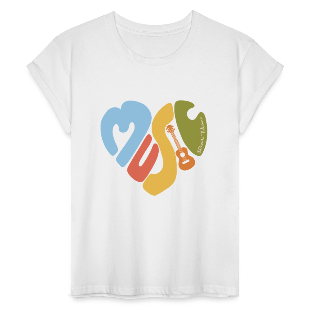 Ukulele Damen T-Shirt - "Music love" - Weiß