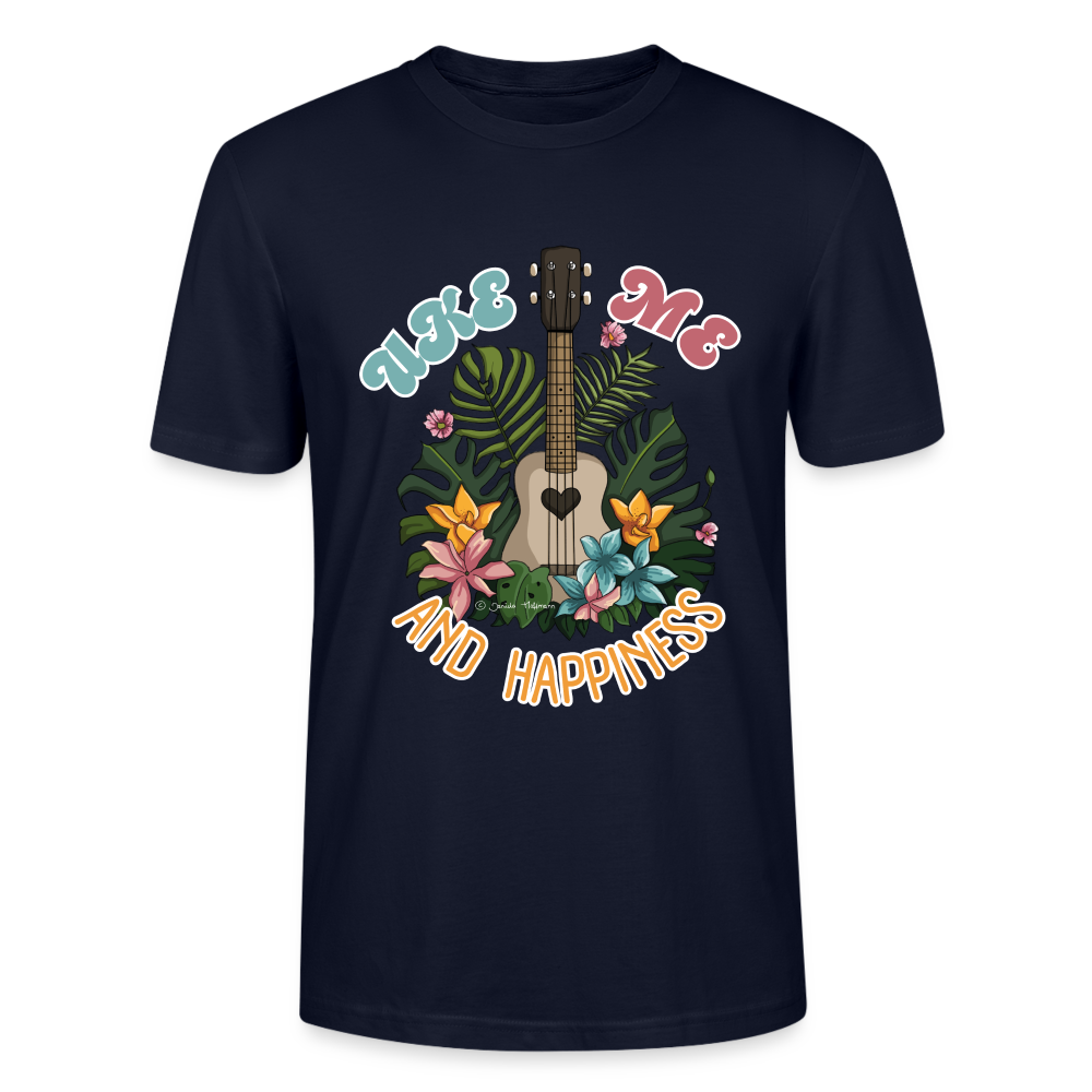 Ukulele T-Shirt - "Uke, me and happiness" - Navy