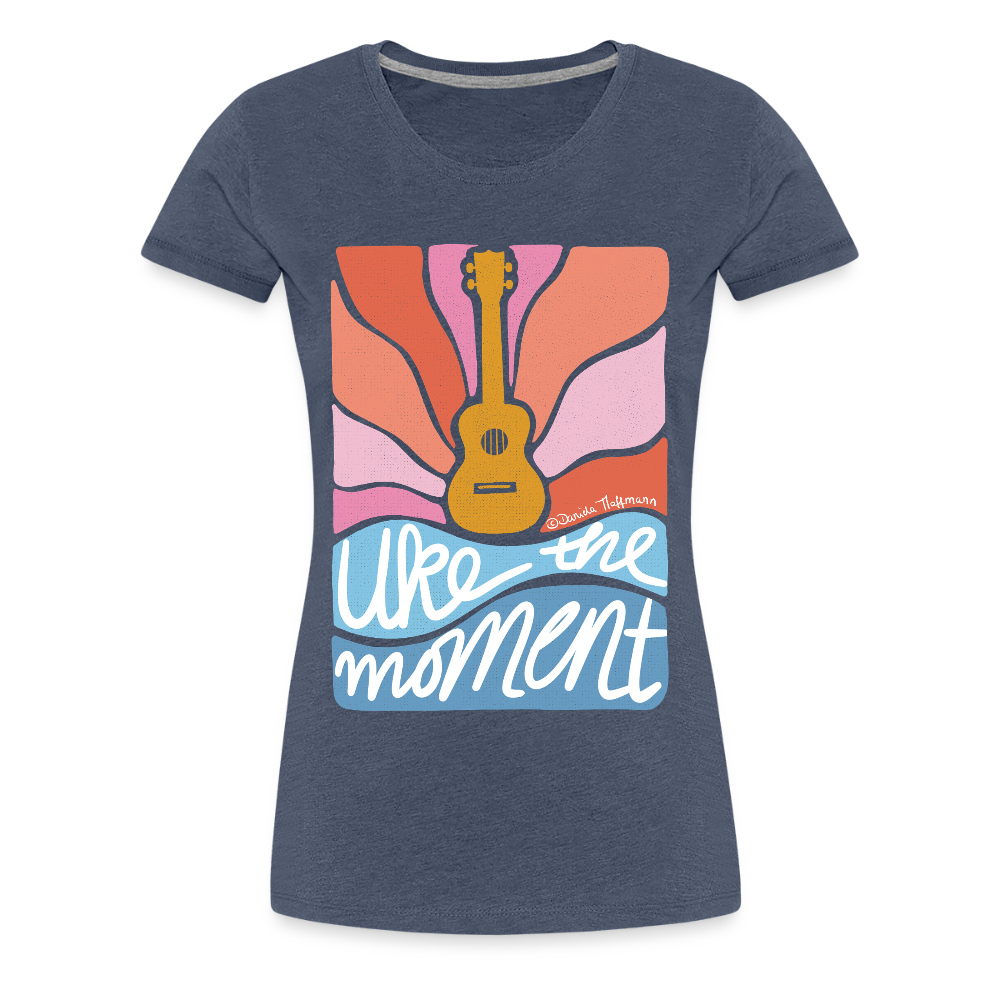 Damen Premium T-Shirt - "Uke the moment" - Blau meliert