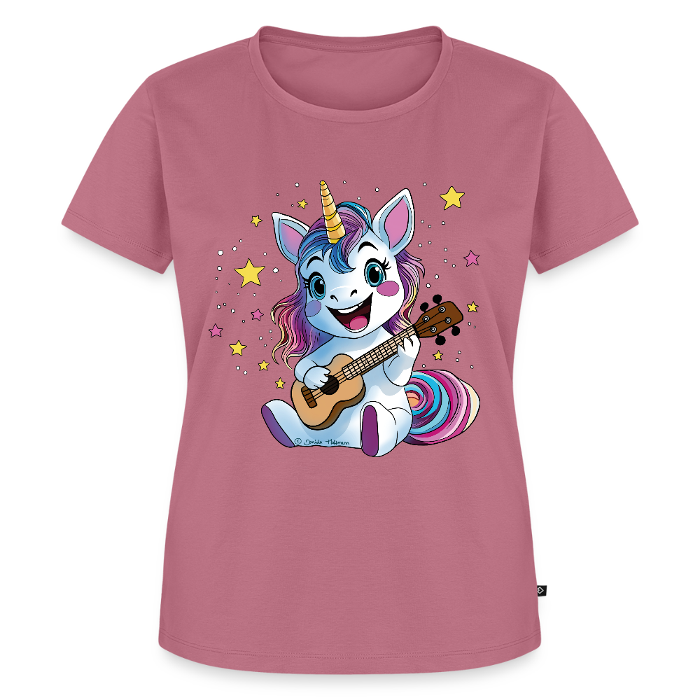 Damen Premium T-Shirt - "Ukulele-Einhorn" - Mauve