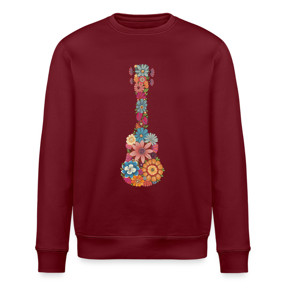 Ukulele-Sweatshirt - "Blüten-Ukulele" - Burgunderrot