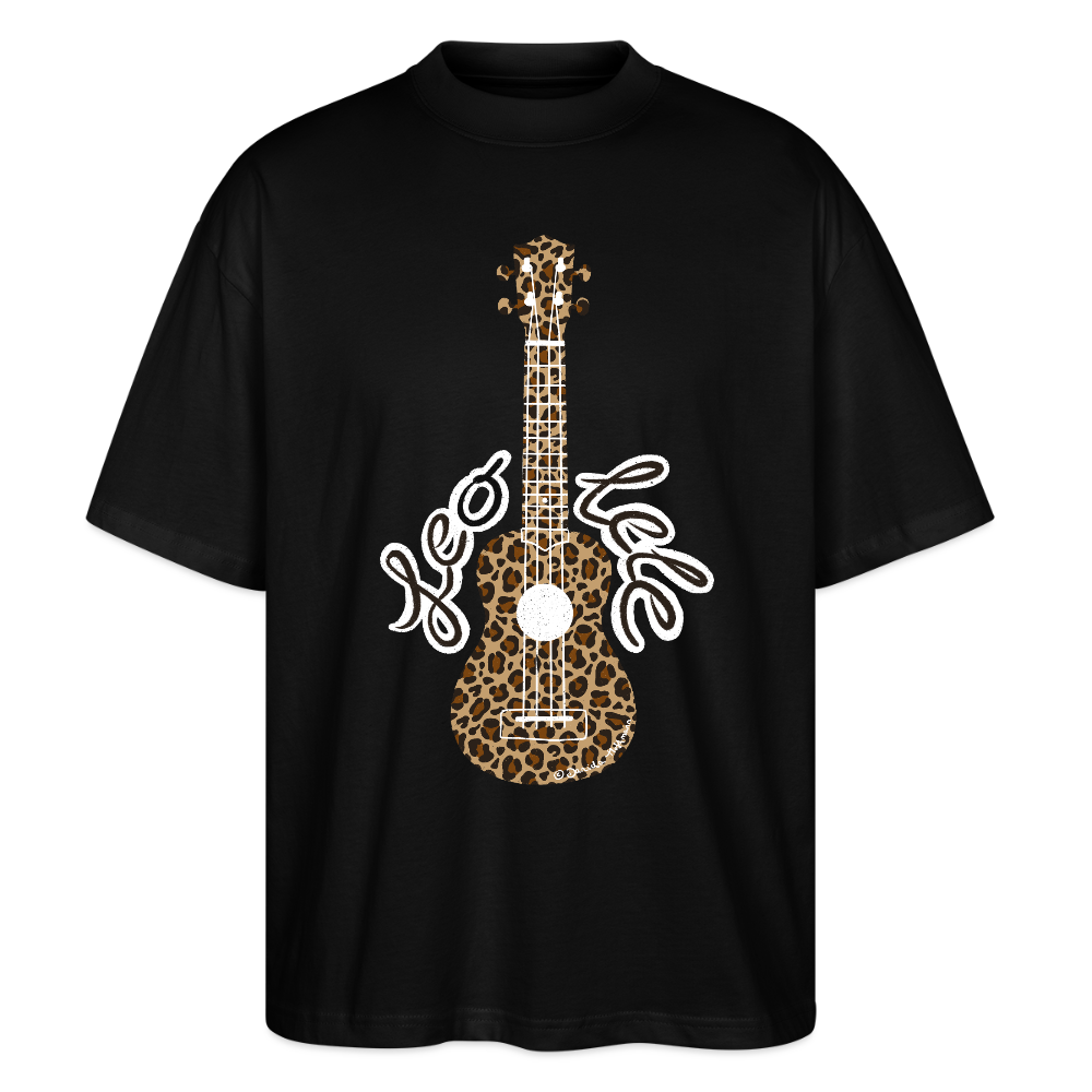 Ukulele Damen T-Shirt - "Leo-lele" - CURVY VIBES - Schwarz