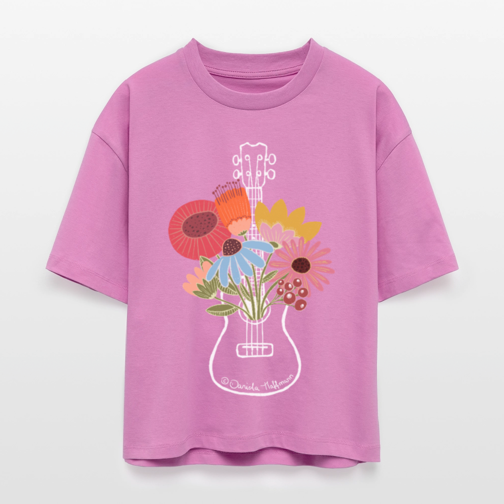 Ukulele Damen-Shirt "Flower Power" - Relaxed Fit - Pink