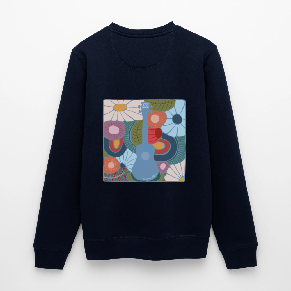 Ukulele-Sweatshirt - "Modern Flowers" - Navy