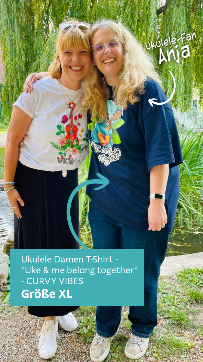 Ukulele Damen T-Shirt - "Flower Power" - CURVY VIBES