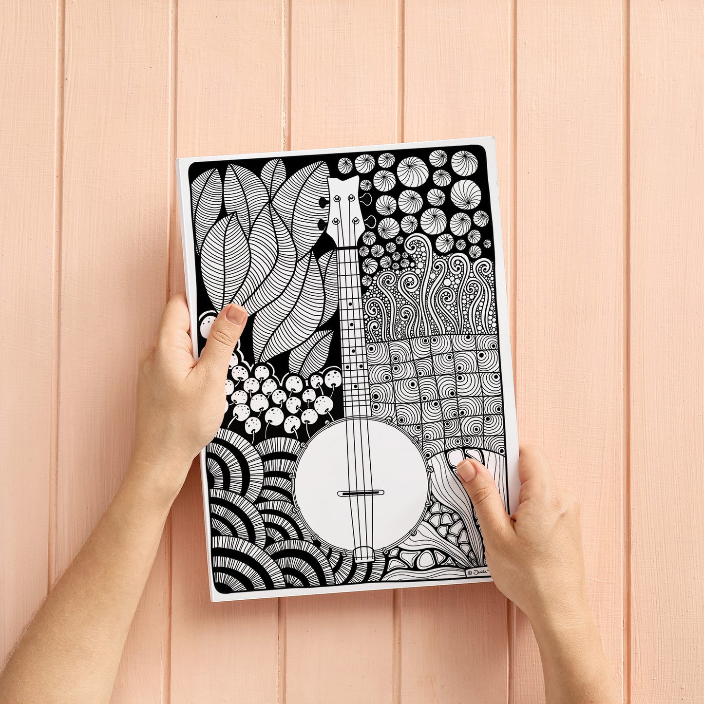 Ukulele Zentangle-Ausmalbild | Edition 05