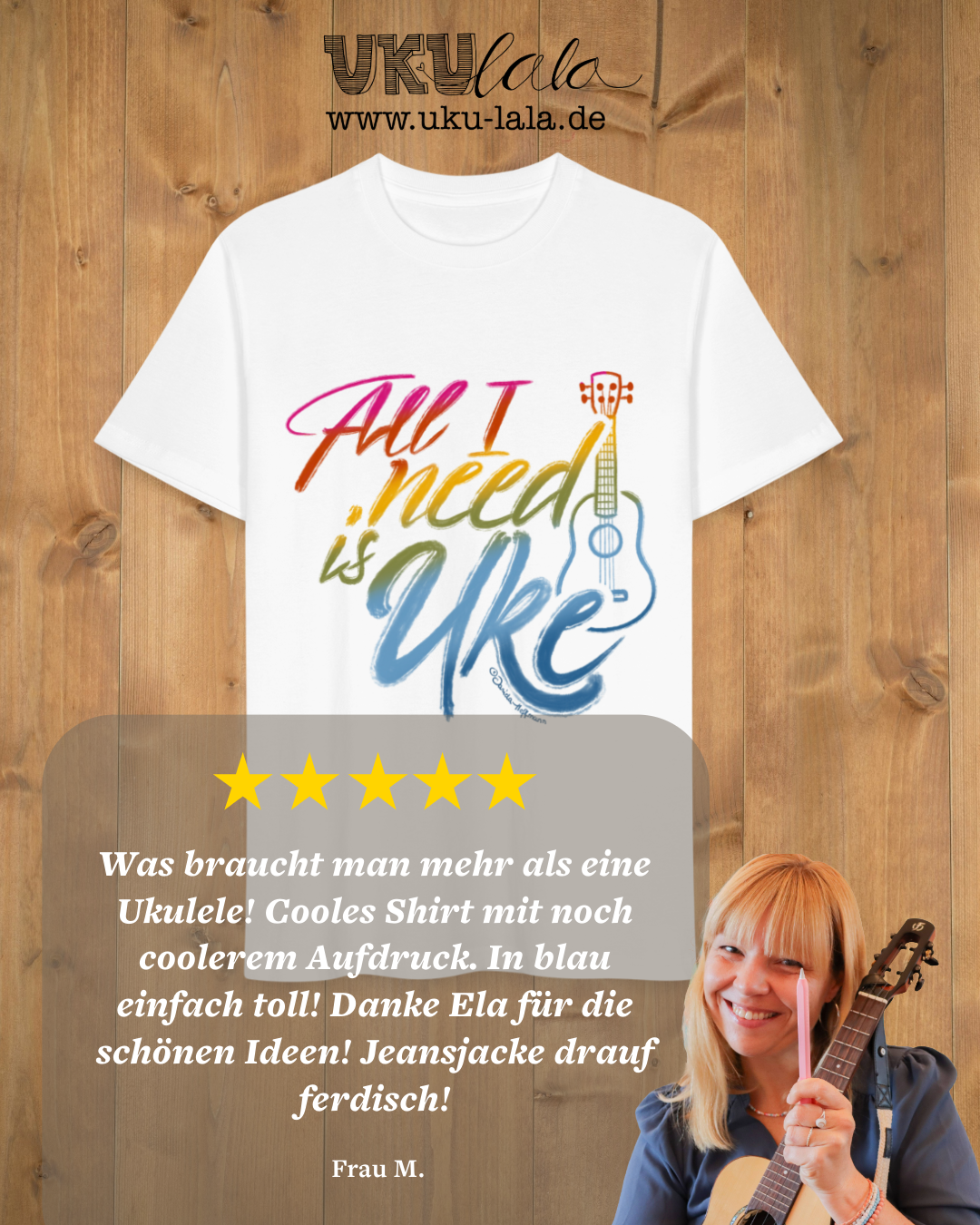 Ukulele T-Shirt Unisex - "All I need is Uke"