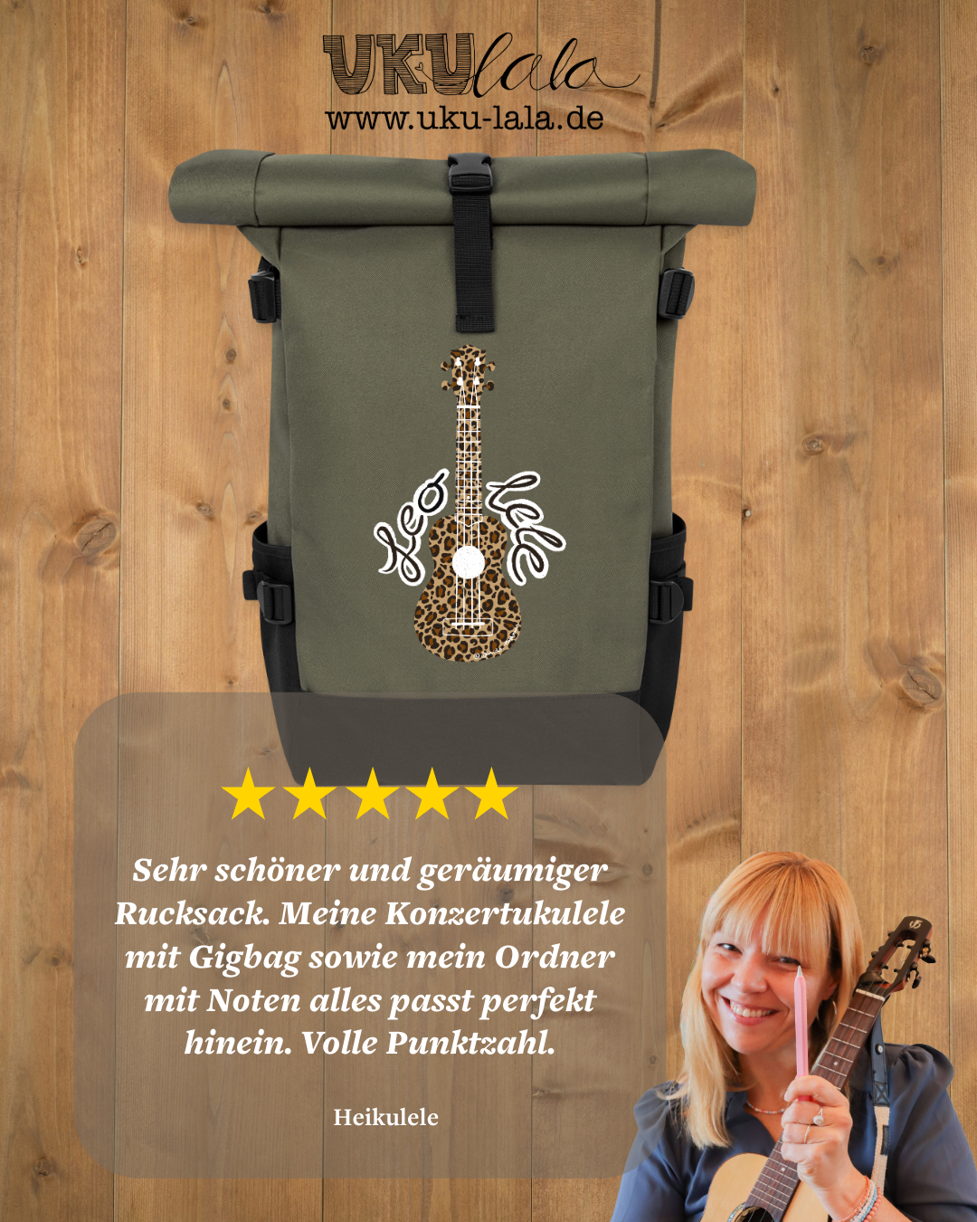 Ukulele Rolltop Rucksack "Ukes are my sunshine"