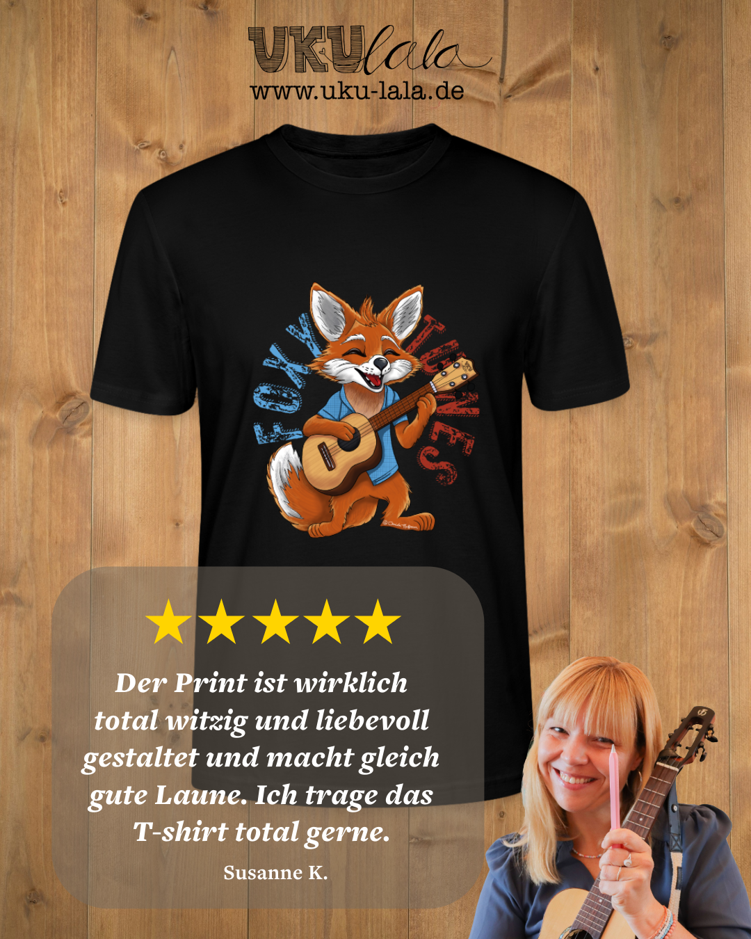 Ukulele T-Shirt Unisex - "Foxy Tunes"