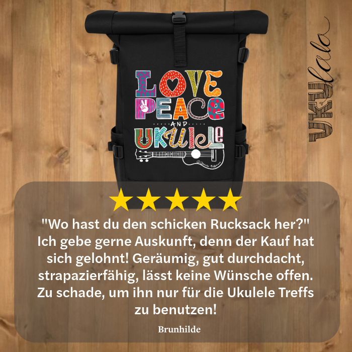 Ukulele Rolltop Rucksack "Ukes are my sunshine"