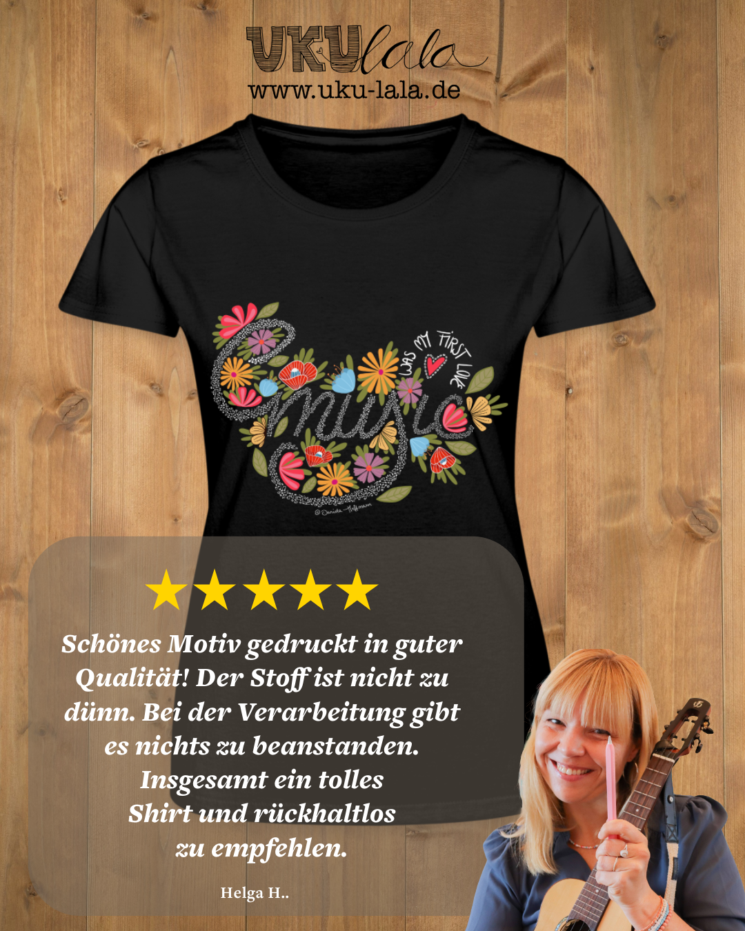 Damen T-Shirt "Music was my first love" – Handgezeichnetes Design