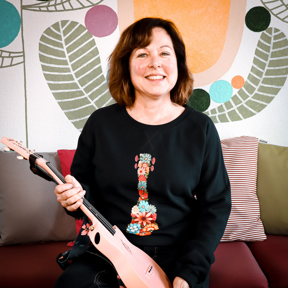 Ukulele-Sweatshirt - "Blüten-Ukulele"