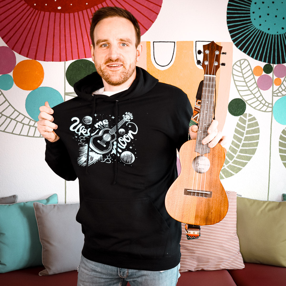 Ukulele Unisex Hoodie - "Uke me to the moon"