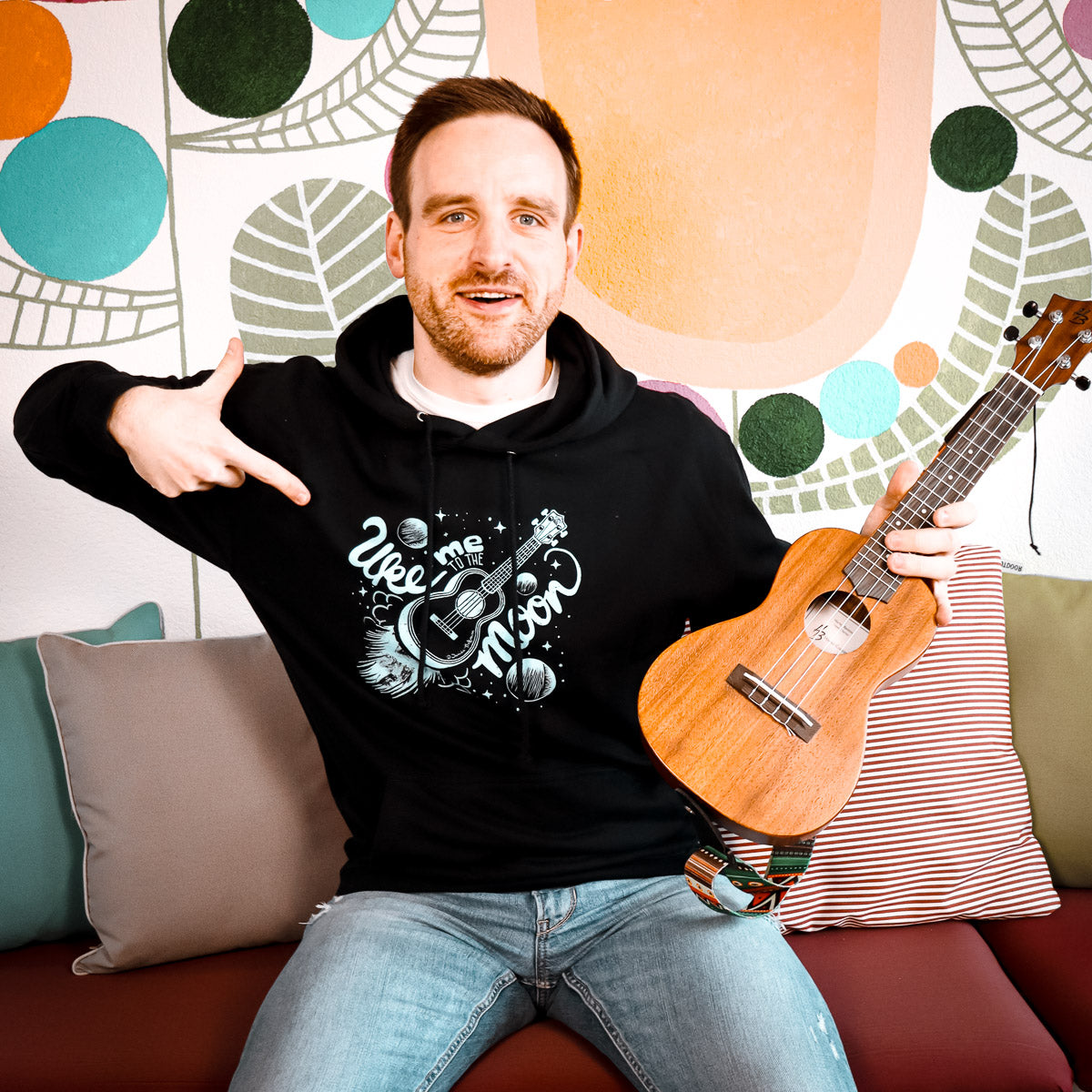 Ukulele Unisex Hoodie - "Uke me to the moon"