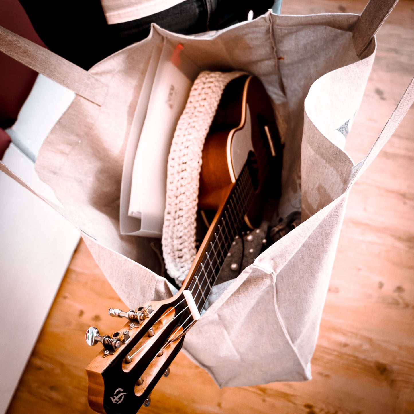 Ukulele Shopping Tasche - "Love, Peace & Ukulele"