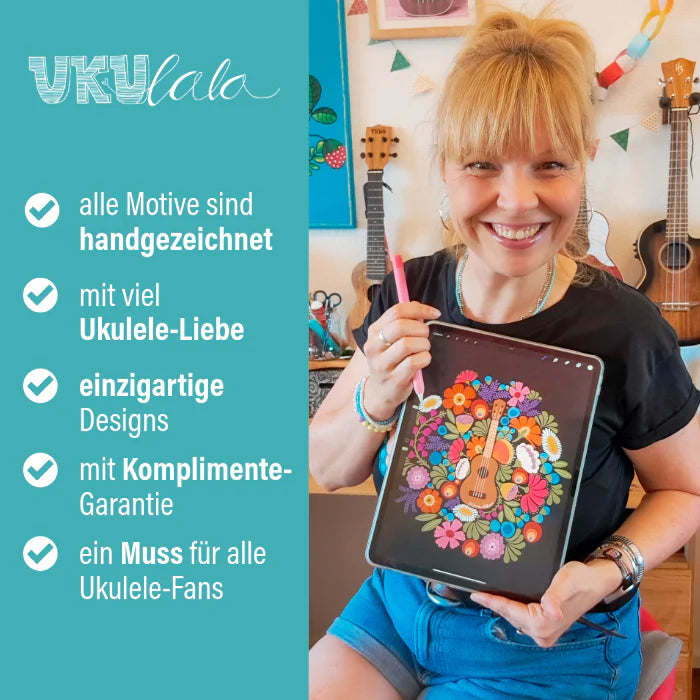 Damen Premium T-Shirt - Ukulele im Blumenmeer