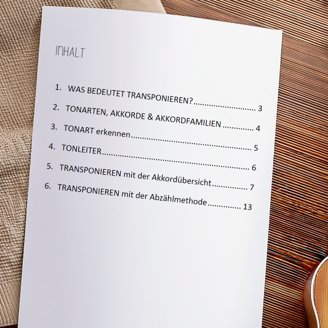 Workbook "Lieder transponieren für die Ukulele" (PDF)