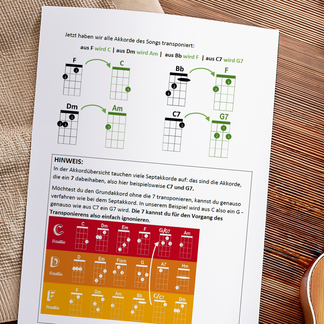 Workbook "Lieder transponieren für die Ukulele" (PDF)