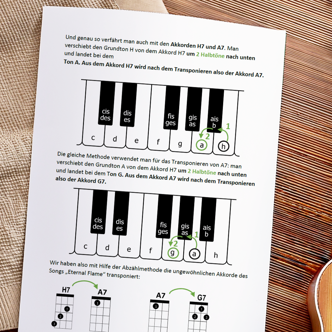 Workbook "Lieder transponieren für die Ukulele" (PDF)