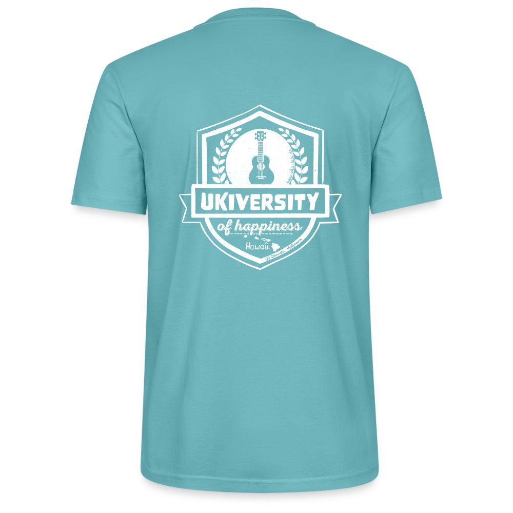 Ukulele T-Shirt Unisex "Ukiversity of Happiness" - Ukulele Geschenk - Türkis