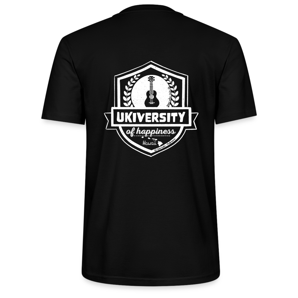 Ukulele T-Shirt Unisex "Ukiversity of Happiness" - Ukulele Geschenk - Schwarz