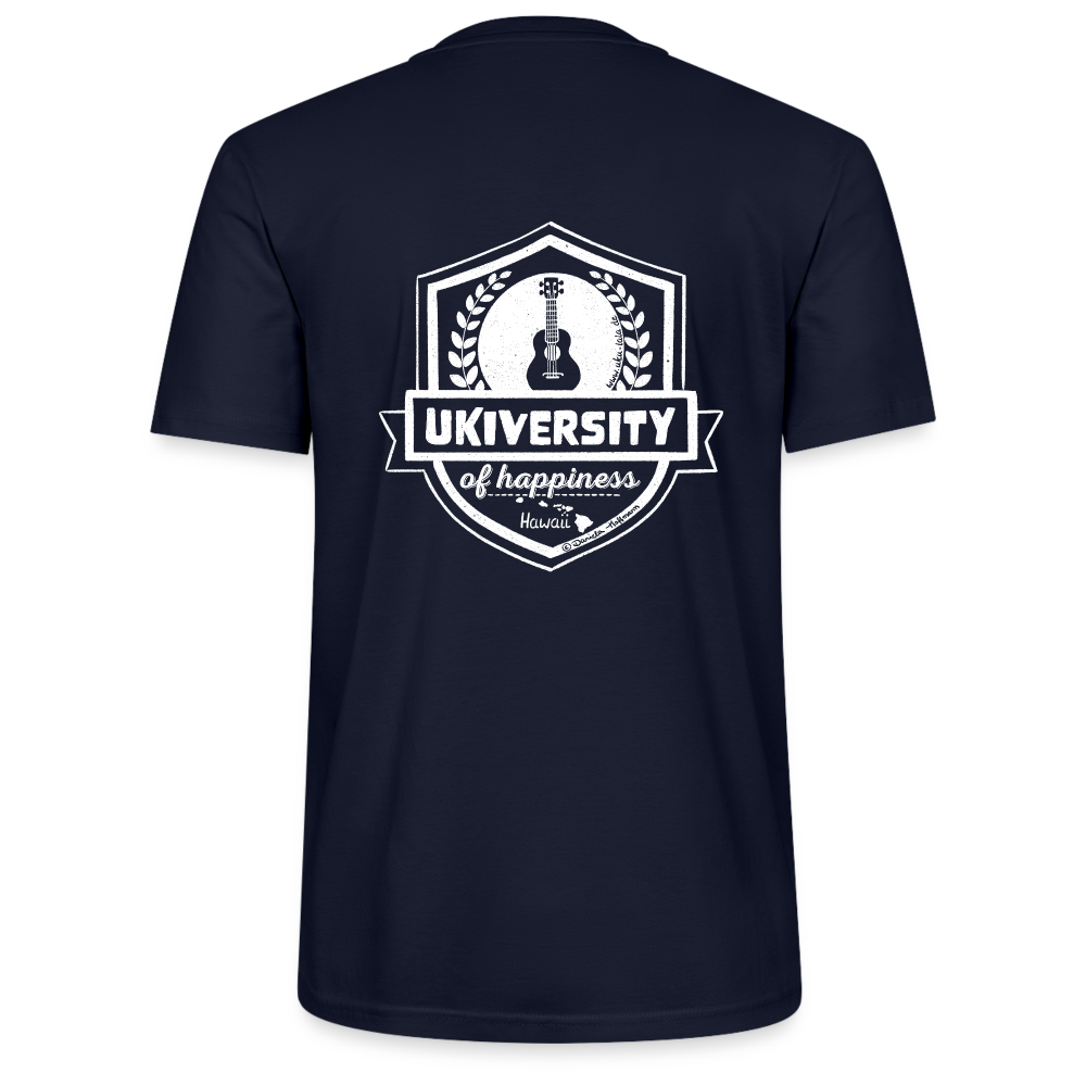 Ukulele T-Shirt Unisex "Ukiversity of Happiness" - Ukulele Geschenk - Dunkelblau