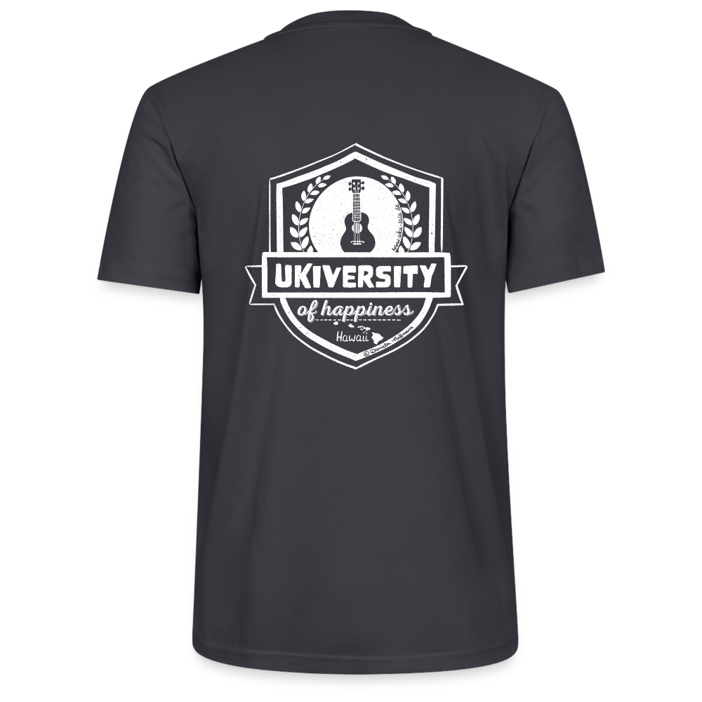 Ukulele T-Shirt Unisex "Ukiversity of Happiness" - Ukulele Geschenk - Grau