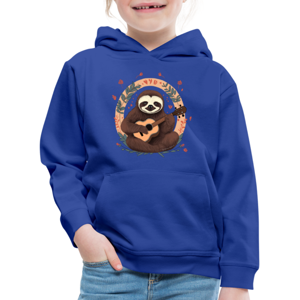 Kinder Premium Hoodie - Ukulele Faultier - Royalblau