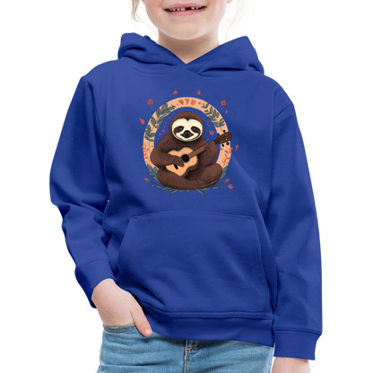 Kinder Premium Hoodie - Ukulele Faultier - Royalblau