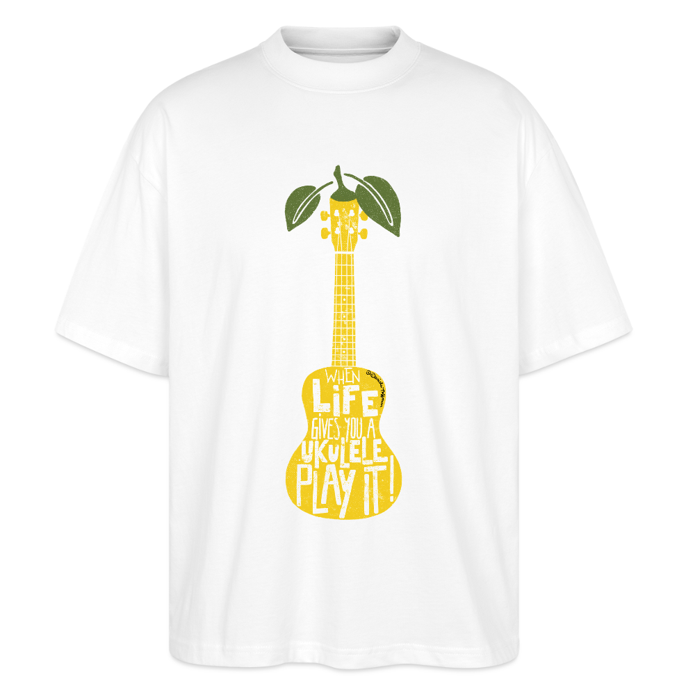 Ukulele Damen T-Shirt - "When life gives you a Ukulele - Play it!" - CURVY VIBES - Weiß