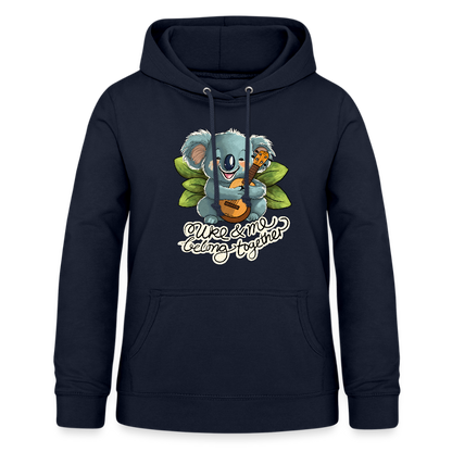 Frauen Hoodie - "Uke and me belong together" - Navy
