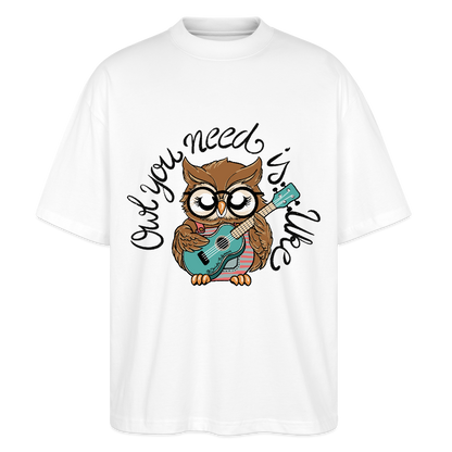 Ukulele Damen T-Shirt - "Owl you need is Uke" - CURVY VIBES - Weiß