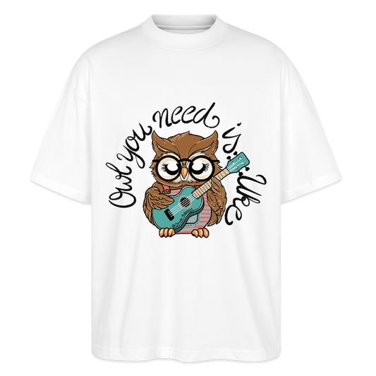 Ukulele Damen T-Shirt - "Owl you need is Uke" - CURVY VIBES - Weiß