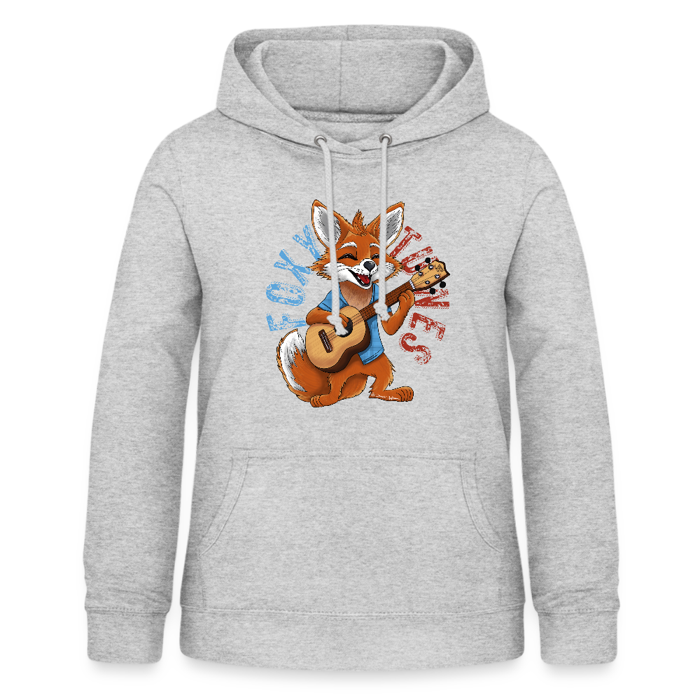 Frauen Hoodie - "Foxy Tunes" - Hellgrau meliert