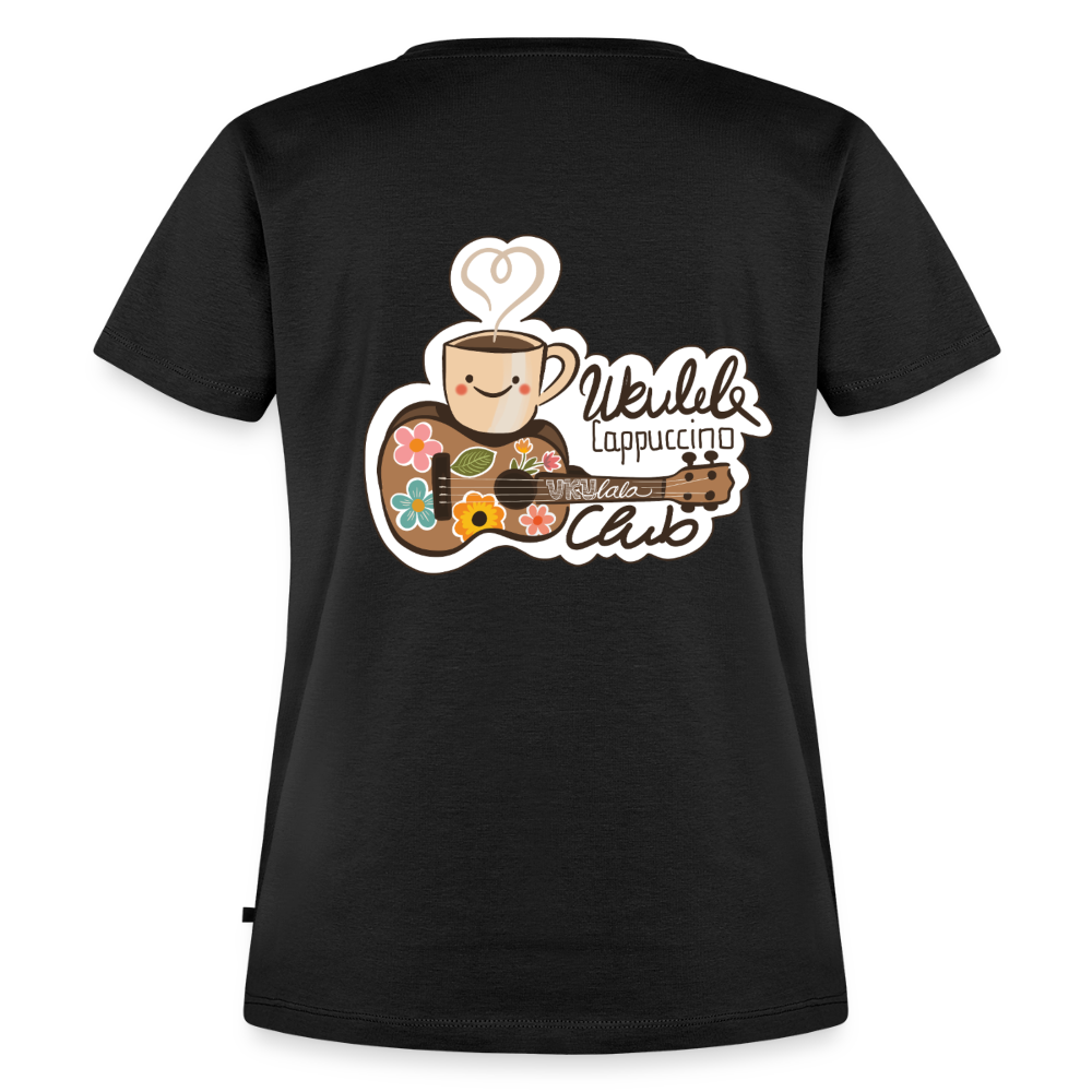 Damen Premium T-Shirt - „Ukulele Cappuccino Club" - Schwarz