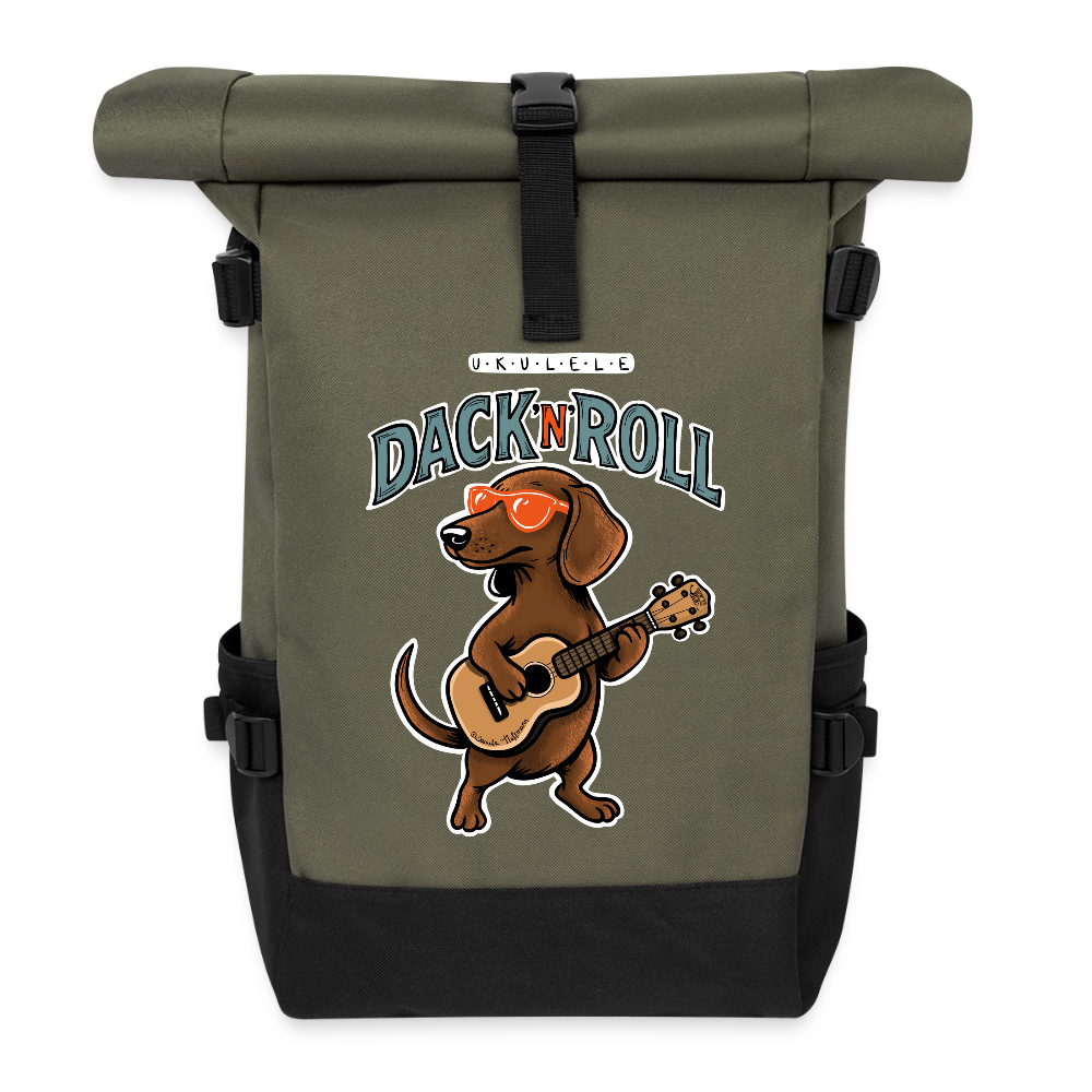 Ukulele Rolltop Rucksack „Dack’n’Roll“ - Olive/Schwarz